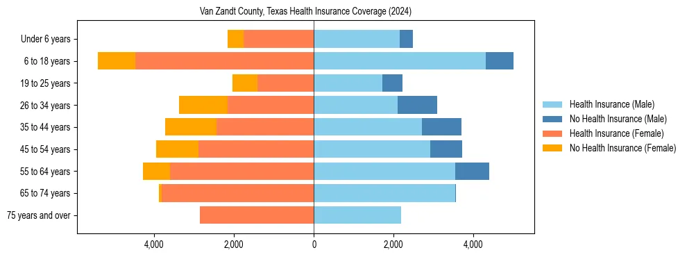 Health insurance pyramid for Van Zandt County, Texas