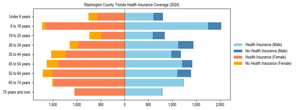 Health insurance pyramid for Washington County, Florida