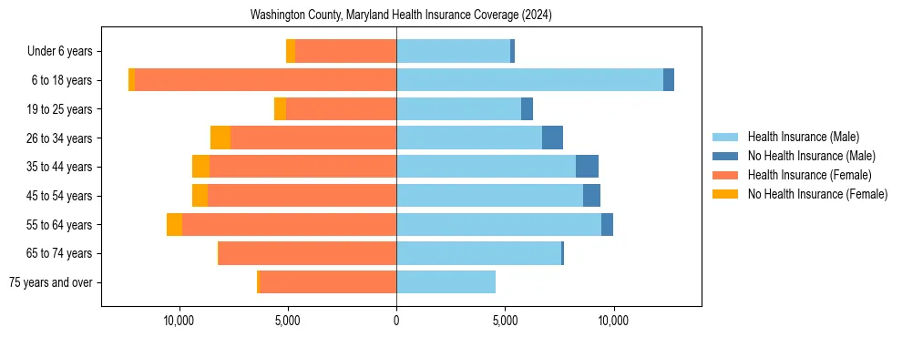 Health insurance pyramid for Washington County, Maryland