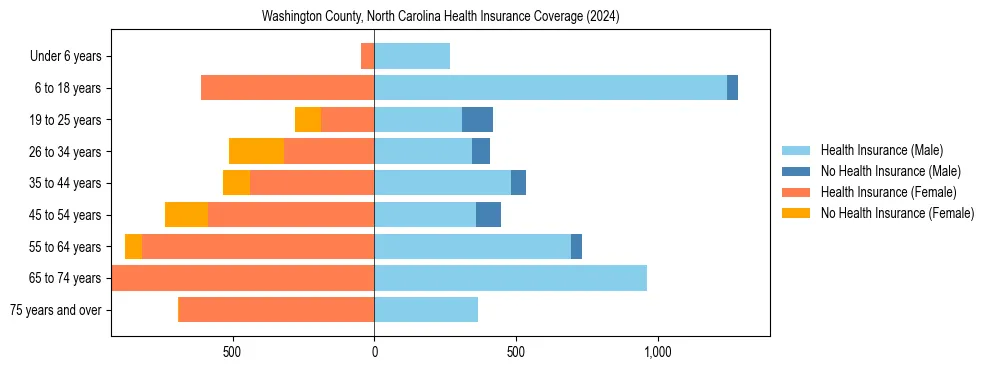 Health insurance pyramid for Washington County, North Carolina