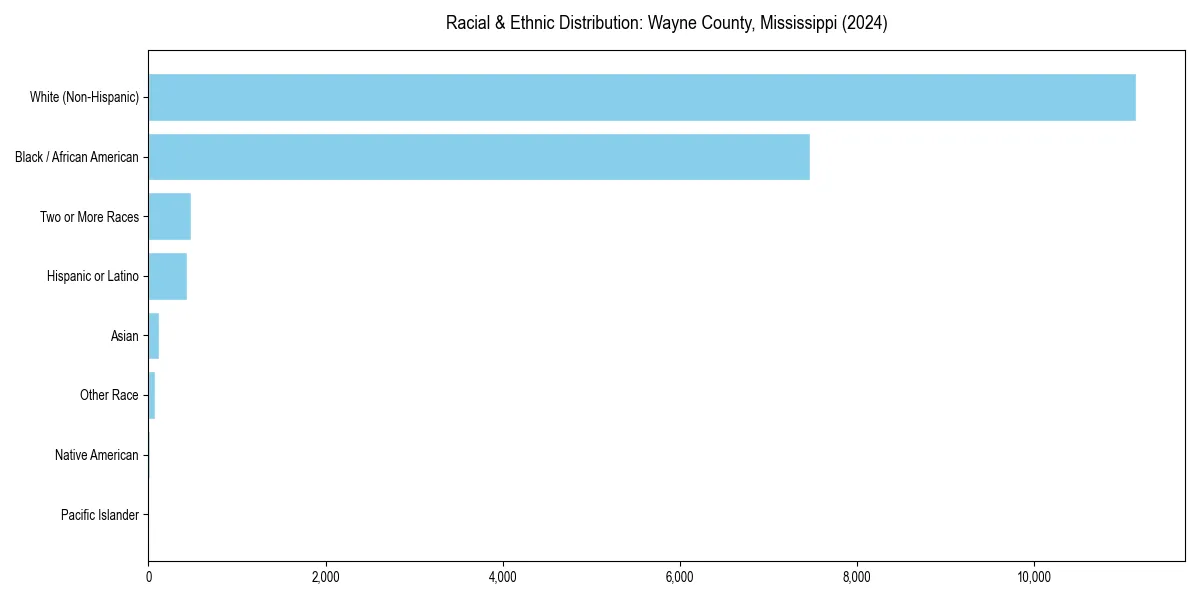 Bar chart showing racial distribution in  for 2024