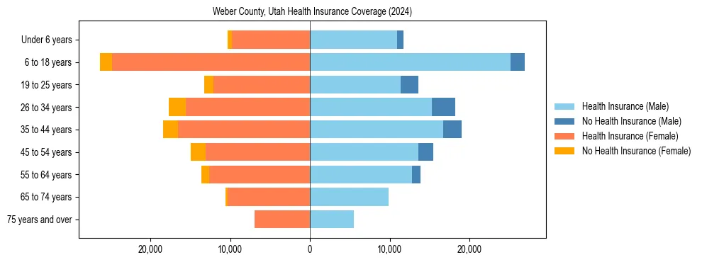 Health insurance pyramid for Weber County, Utah
