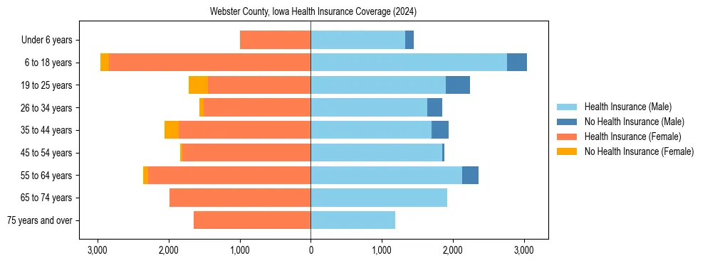 Health insurance pyramid for Webster County, Iowa