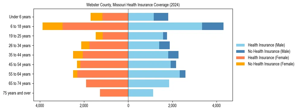 Health insurance pyramid for Webster County, Missouri