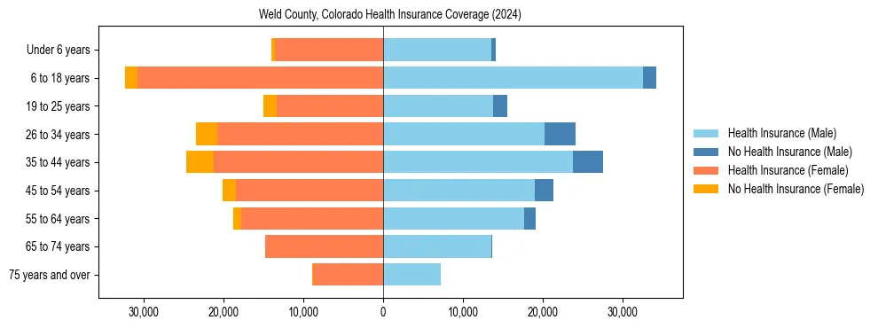 Health insurance pyramid for Weld County, Colorado