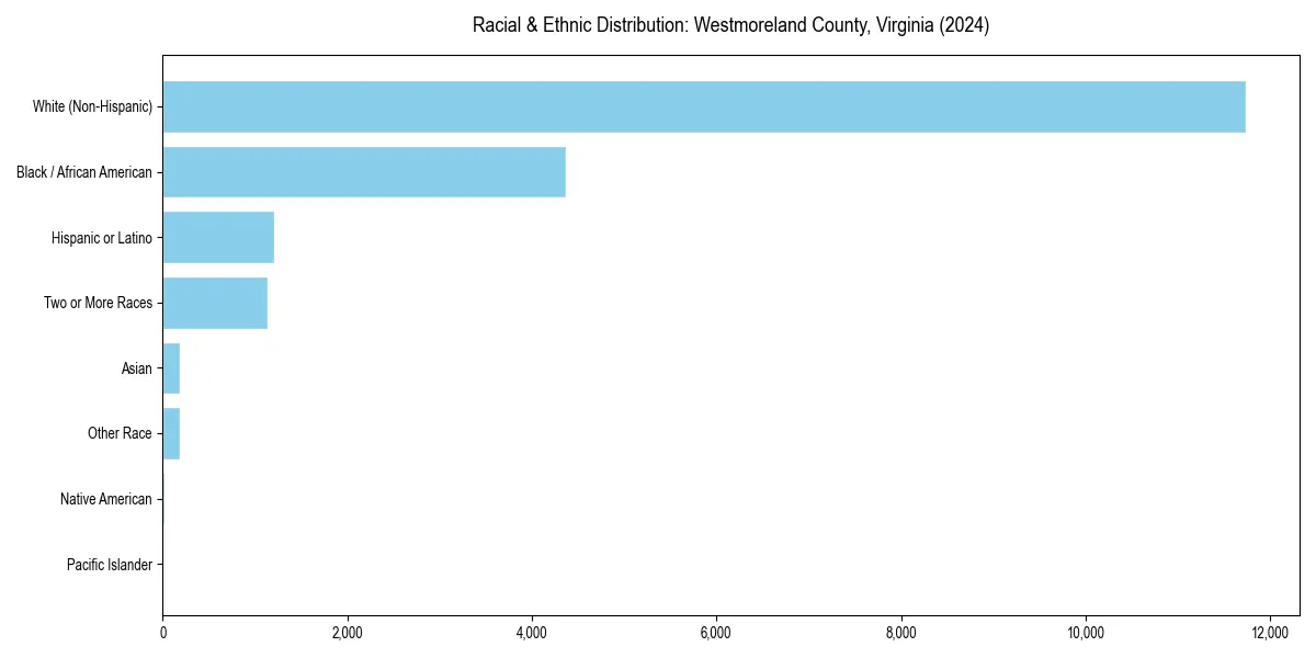 Bar chart showing racial distribution in  for 2024