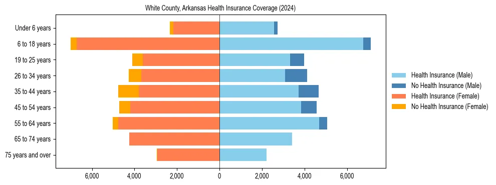 Health insurance pyramid for White County, Arkansas