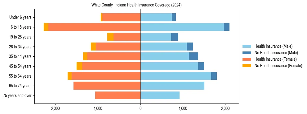 Health insurance pyramid for White County, Indiana