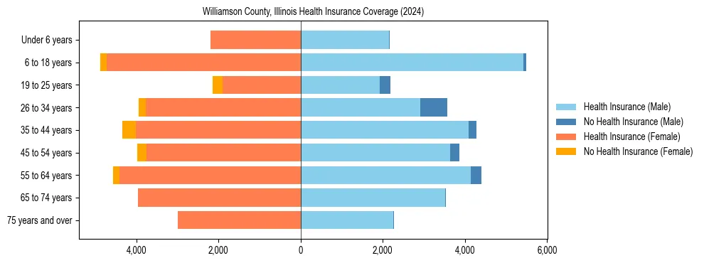 Health insurance pyramid for Williamson County, Illinois