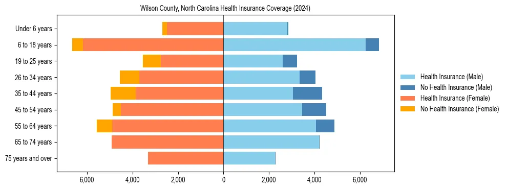 Health insurance pyramid for Wilson County, North Carolina