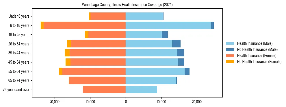 Health insurance pyramid for Winnebago County, Illinois