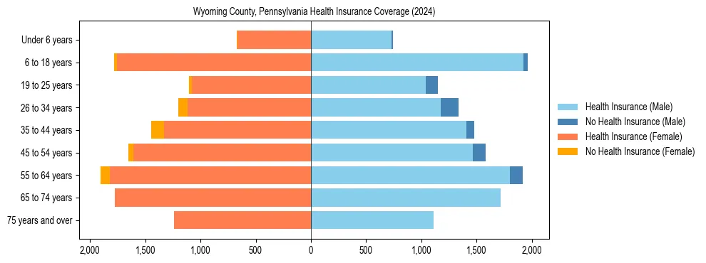 Health insurance pyramid for Wyoming County, Pennsylvania