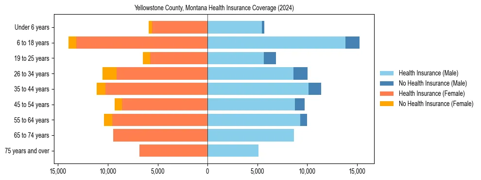 Health insurance pyramid for Yellowstone County, Montana