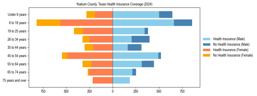 Health insurance pyramid for Yoakum County, Texas