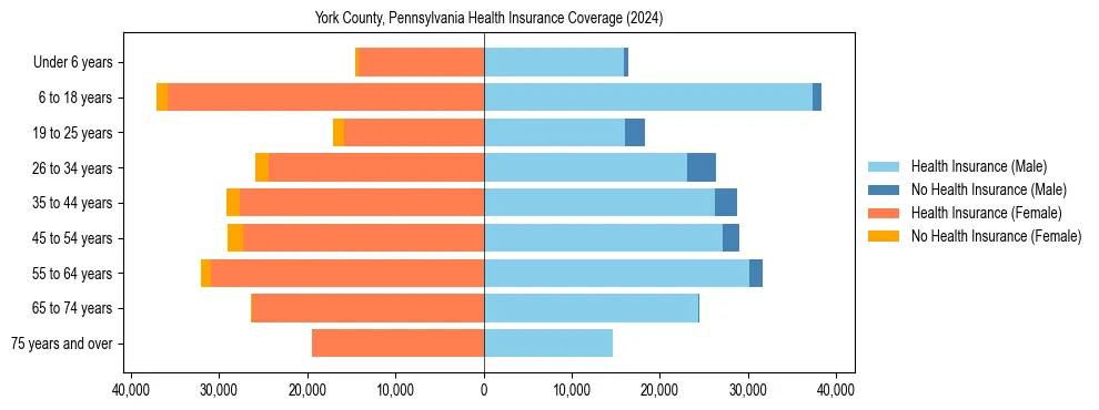 Health insurance pyramid for York County, Pennsylvania