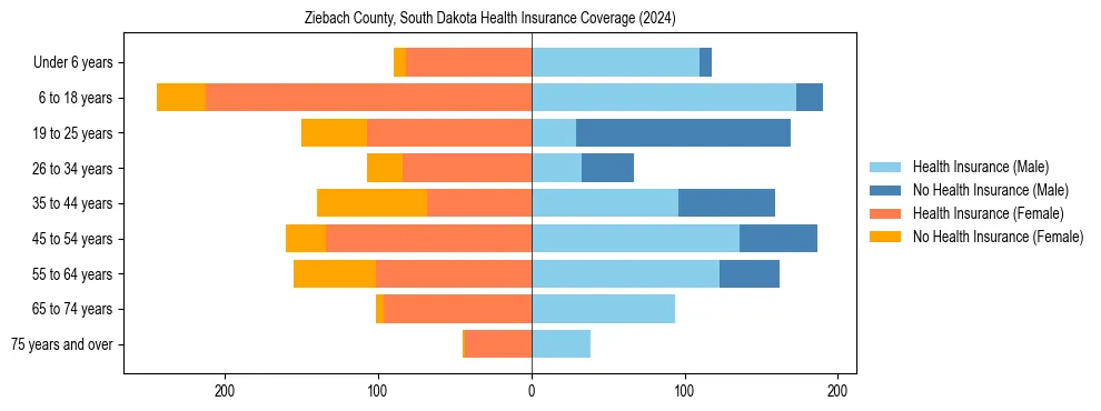 Health insurance pyramid for Ziebach County, South Dakota